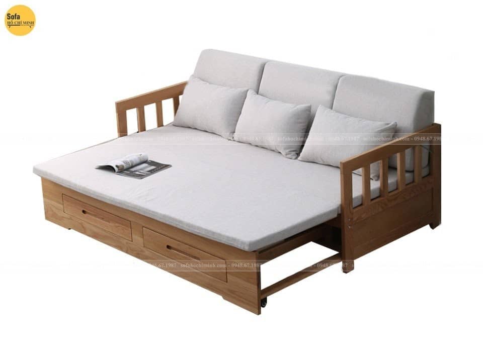 sofa giường gỗ sồi nga