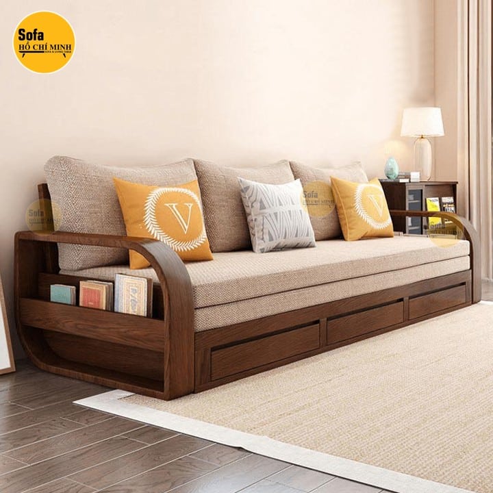 sofa giường gỗ sồi nga