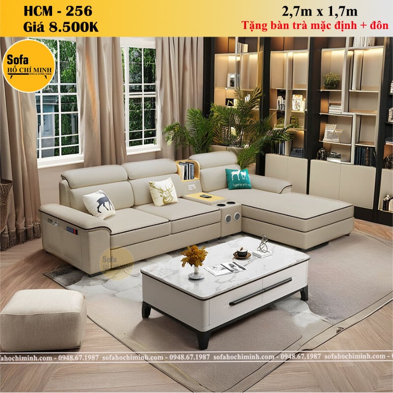 sofa góc da HCM-256